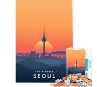 Puzzle de 1000 pièces représentant la Skyline de Séoul Corée du Sud Jeu éducatif addictif et Stimulant pour développer l'intelligence pour Un Anniversaire (38x26cm)