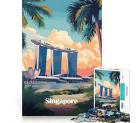 Puzzle de 1000 pièces représentant la Skyline de Singapour, idéal pour Adultes et Adolescents Jeu de réflexion apaisant et Relaxant Cadeau de qualité supérieure 50x75cm