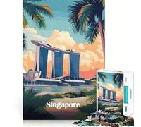 Puzzle de 1000 pièces représentant la Skyline de Singapour, idéal pour Adultes Jeu de réflexion, Anti-Stress, Design élégant, à Assembler 38x26cm