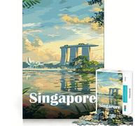 Puzzle de 1000 pièces représentant la Skyline de Singapour, idéal pour Les Adolescents Un Jeu d'exercice Mental Relaxant et Amusant à Assembler, Un Cadeau Parfait 50x75cm