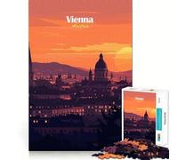 Puzzle de 1000 pièces représentant la Skyline de Vienne au Coucher du Soleil Développe la mémoire,ludique et de qualité Professionnelle pour stimuler l'esprit (50x75cm)