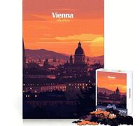 Puzzle de 1000 pièces représentant la Skyline de Vienne au Coucher du Soleil, idéal pour Adultes Exercice cérébral, détente et Cadeau d'anniversaire précis (38x52cm)