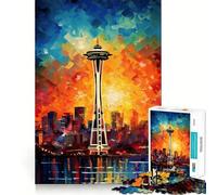 Puzzle de 1000 pièces représentant la Space Needle de Seattle, idéal pour Les Adolescents améliore la mémoire, se détend et Offre Un Cadeau créatif aux Bords précis (38x52cm)