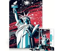 Puzzle de 1000 pièces représentant la Statue de la Liberté et des Feux d'artifice, idéal pour Les Adolescents Détente et Relaxation garanties 38x26cm