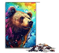 Puzzle de 1000 pièces représentant la tête d'un Ours Brun dans Un cratère entouré d'un Arbre pour Les Adultes et Les Adolescents de 14 Ans et Plus 75 x 50 cm