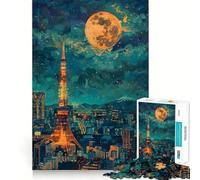 Puzzle de 1000 pièces représentant la Tour de Tokyo au Japon, idéal pour Les Adolescents Stimule la mémoire, se détend et Offre Un Cadeau Exceptionnel 38x52cm