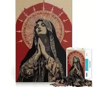 Puzzle de 1000 pièces représentant la Vierge Marie en prière avec auréole 50x75cm Un pour Adultes Ce Puzzle est Une création de Pure Logic Parfaite pour Un Moment de Paix et de tendresse