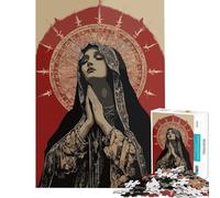 Puzzle de 1000 pièces représentant la Vierge Marie en prière avec auréole Jeu de Manipulation Stimulant Le Cerveau et Anti-Stress Convient aux Personnes de 14 Ans et Plus (50x75cm)