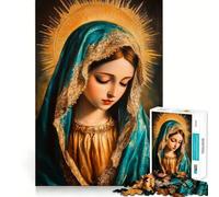 Puzzle de 1000 pièces représentant la Vierge Marie Jeu de réflexion Assemblage Stable Pièces Qui ne bougent Pas Passe-Temps agréable pour Les Longs Week-Ends (38x52cm)