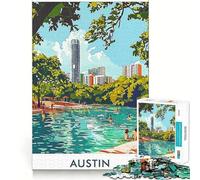 Puzzle de 1000 pièces représentant la Ville d'Austin avec Piscine Découpe Parfaite Activité ludique et Intelligente Idéal pour Un Moment de détente et de créativité Lors d'un Anniversaire (50x75cm)