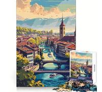 Puzzle de 1000 pièces représentant la Ville de Berne en Suisse, idéal pour Adultes Stimule la logique, favorise Un Moment de détente et de sérénité Un Cadeau Parfait pour Les fêtes (38x26cm)