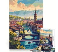 Puzzle de 1000 pièces représentant la Ville de Berne en Suisse, idéal pour Les Adolescents Découpe Uniforme, Motif Sharp Recall et Silencieux Cadeau de Noël Unique (50x75cm)