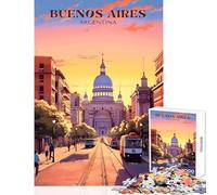 Puzzle de 1000 pièces représentant la Ville de Buenos Aires Jeu éducatif et éducatif idéal pour Jouer en Famille Comprend Une Affiche et Une fiche de Questions-réponses Dimensions 38x26cm