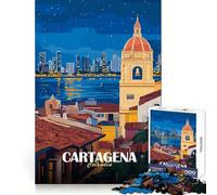 Puzzle de 1000 pièces représentant la Ville de Carthagène,en Colombie,Vue de Nuit,idéal pour Les Adolescents Stimule la réflexion stratégique et favorise Une Implication Douce Assemblage précis