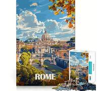 Puzzle de 1000 pièces représentant la Ville de Rome et la basilique Saint-Pierre idéal pour Les Adolescents Stimule la mémoire se détend et s'amuse Découpe de qualité supérieure Cadeau élégant
