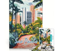 Puzzle de 1000 pièces représentant la Ville de Sao Paulo Jeu Familial Assemblage de Motifs avec des pièces de Formes aléatoires Parfaitement emboîtables 38x52cm