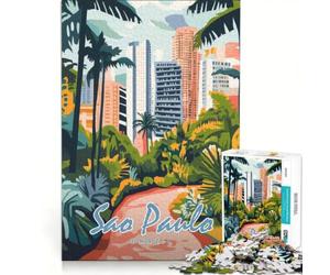 Puzzle de 1000 pièces représentant la Ville de Sao Paulo Jeu Familial Assemblage de Motifs avec des pièces de Formes aléatoires Parfaitement emboîtables 38x52cm