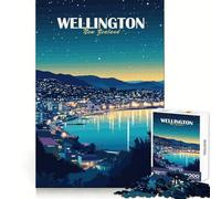 Puzzle de 1000 pièces représentant la Ville de Wellington en Nouvelle-Zélande la Nuit idéal pour Le développement cérébral des Adultes Un Passe-Temps apaisant et Facile à Assembler et Une Belle idée