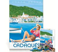 Puzzle de 1000 pièces représentant l'affiche de Cadaqués,Costa Brava,pour Adultes Activité cérébrale,Loisir Calme,découpe précise,Cadeau d'anniversaire (50x75cm)