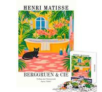 Puzzle de 1000 pièces représentant l'affiche de l'exposition Henri Matisse avec Un Chat Noir Jeu Anti-Stress idéal pour Les Enfants et Les Adultes Jeu éducatif avec des pièces de Formes aléatoires