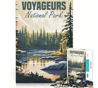Puzzle de 1000 pièces représentant l'affiche du Parc National des Voyageurs Jeu Amusant et Technique de découpe Laser avancée Jouet d'intérieur divertissant pour Les Vacances (38x26cm)