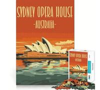 Puzzle de 1000 pièces représentant l'affiche Originale de l'Opéra de Sydney, Un Jeu Difficile pour Adultes, idéal pour Assembler Une Image (38x52cm) Un Cadeau Parfait pour Les fêtes