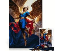 Puzzle de 1000 pièces représentant l'ange Michel avec une épée et des ailes dorées Idéal pour adultes Stimule l'esprit, favorise le calme et offre un cadeau touchant grâce à ses bords lisses (38x52cm)