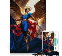 Puzzle de 1000 pièces représentant l'ange Michel avec Une épée et des Ailes dorées Jeu de mémoire Amusant pour Adolescents Pièces Robustes et faciles à Transporter (38x52cm)
