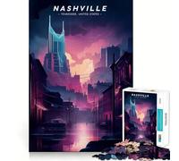 Puzzle de 1000 pièces représentant Le Centre-Ville de Nashville, idéal pour Adultes Jeu de logique et de détente, Bords Lisses, Cadeau Original (38x26cm)