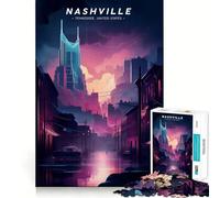 Puzzle de 1000 pièces représentant Le Centre-Ville de Nashville, pour Adultes Un Jeu de logique Solide, Relaxant et Amusant, aux Bords Nets, Un Cadeau mémorable (38x52cm)