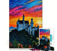 Puzzle de 1000 pièces représentant Le château de Neuschwanstein au Coucher du Soleil, idéal pour Les Adolescents Jeu de logique, Joie familiale, découpe de précision, Cadeau Exquis (50x75cm)