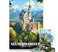 Puzzle de 1000 pièces représentant Le château de Neuschwanstein, idéal pour Adultes Jeu Intelligent, apaisant et Amusant, Motif à Assembler, Cadeau élégant (38x52cm)