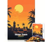 Puzzle de 1000 pièces représentant Le Coucher de Soleil à Stone Town, Zanzibar, idéal pour Les Adolescents Activité stimulante à Domicile, Bords précis, Cadeau Festif 50x75cm