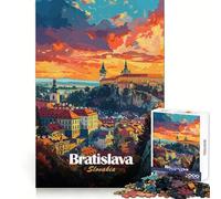 Puzzle de 1000 pièces représentant Le Coucher de Soleil sur la Ville de Bratislava,idéal pour Adultes Développez Votre logique,détendez-Vous et assemblez Vos pièces en Toute sécurité Charmant