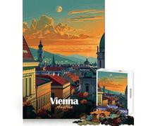 Puzzle de 1000 pièces représentant Le Coucher de Soleil sur la Ville de Vienne, idéal pour Adultes, pour stimuler la mémoire et Passer Un Moment agréable Découpe de qualité Un Joli Cadeau (38x26cm)