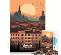 Puzzle de 1000 pièces représentant Le Coucher de Soleil sur la Ville de Vienne Jeu cognitif et Amusant Découpe de Haute précision Cadeau Unique pour soulager Le Stress (50x75cm)