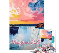 Puzzle de 1000 pièces représentant Le Coucher de Soleil sur Les Chutes du Niagara Jeu Difficile et Stimulant pour la décoration intérieure Décoration d'art Jeu Manuel pour Les 14 Ans et Plus 38x26cm