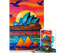 Puzzle de 1000 pièces représentant Le Coucher de Soleil sur l'Opéra de Sydney, idéal pour Les Adolescents Stimule la mémoire, Passe-Temps, Bords Nets, Joli Cadeau 50x75cm
