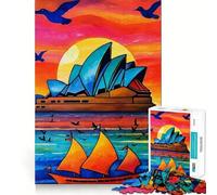 Puzzle de 1000 pièces représentant Le Coucher de Soleil sur l'Opéra de Sydney idéal pour Les Adultes Un Jeu de réflexion Stimulant et Relaxant avec Une découpe Parfaite et Un Cadeau mémorable 38x26cm