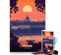 Puzzle de 1000 pièces représentant Le Coucher de Soleil sur Vienne,idéal pour Adultes Jeu de mémoire et de découpe Fine,Finitions Haut de Gamme,pour Passer Un agréable Moment de détente (38x52cm)