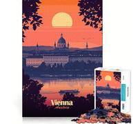 Puzzle de 1000 pièces représentant Le Coucher de Soleil sur Vienne,idéal pour Les Adolescents Jeu de mémoire Amusant,Surface Lisse sans bavures,Cadeau d'anniversaire,Casse-tête (50x75cm)