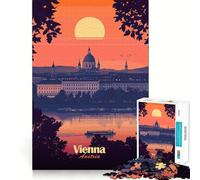Puzzle de 1000 pièces représentant Le Coucher de Soleil sur Vienne,idéal pour Les Adultes Jeu de mémoire,Assemblage sécurisé et Solide,favorisant la création de Liens significatifs (38x26cm)