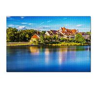 Puzzle de 1000 pièces représentant Le Danube à Ratisbonne, en Allemagne (52 x 38 cm). Motif : Jeu et Souvenir de Voyage.