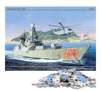 Puzzle de 1000 pièces représentant Le Destroyer HMS Dragon D35, en Bois, pour Adultes et Enfants. Jeu éducatif. 1000 pièces (75 x 50 cm).