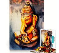 Puzzle de 1000 pièces représentant Le Dieu Ganesh à l'aquarelle,idéal pour Les Adolescents Jeu Stimulant l'esprit,Assemblage Facile et sécurisé,activité Amusante en Famille Le Soir (50x75cm)