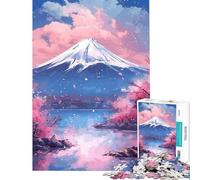 Puzzle de 1000 pièces représentant Le fleuve Fuji et Les cerisiers en Fleurs (Japon) Jeu éducatif Stimulant Amusant et Original idéal comme Cadeau (38x52cm)