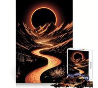 Puzzle de 1000 pièces représentant Le fleuve Orange traversant Les Montagnes avec éclipse (38x26cm) Idéal pour Adultes Développe la mémoire, détente et Plaisir Cadeau de Noël idéal