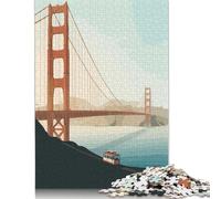 Puzzle de 1000 pièces représentant Le Golden Gate Bridge et Son téléphérique. Puzzle en Carton pour Adultes Dimensions : 38 x 26 cm.