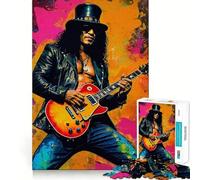 Puzzle de 1000 pièces représentant Le Guitariste Saul Hudson et Slash, idéal pour Les Adolescents Jeu de logique et de Train, décoration Murale légère et relaxante aux découpes Lisses (38x26cm)