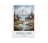 Puzzle de 1000 pièces représentant Le lac Kenai en Alaska, idéal pour la décoration intérieure, Les fêtes d'anniversaire et comme Cadeau pour Hommes, Femmes et Seniors. Dimensions : 26 x 38 cm.